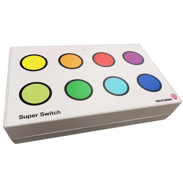 Super Switch - MSE 2.0 product with colorful buttons on a white background